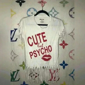 Cute But Psycho White Fringe Top